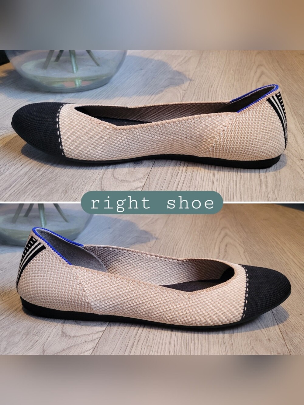 Rothy's The Square Tuxedo Beige & Black Cap Toe Flats, Women's US 8, EU 38.5 - Picture 8 of 16